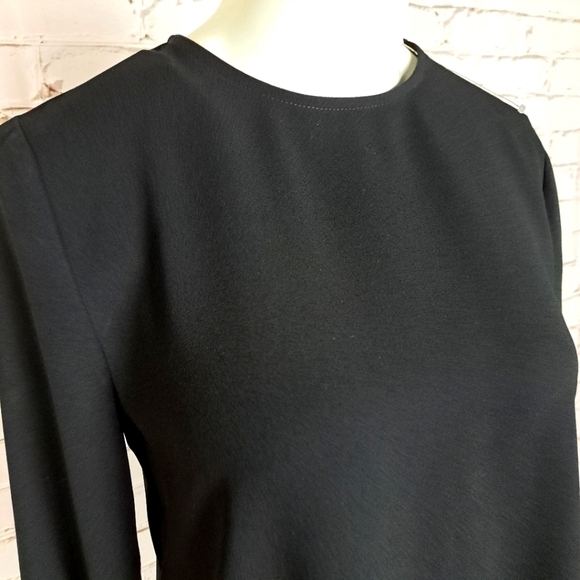 Judith and Charles Black Blouse with snake print  cuffs - Picture 2 of 10